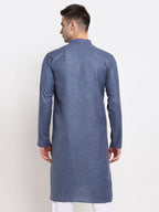 Jompers Men's Solid Cotton Kurta - Dark-Grey