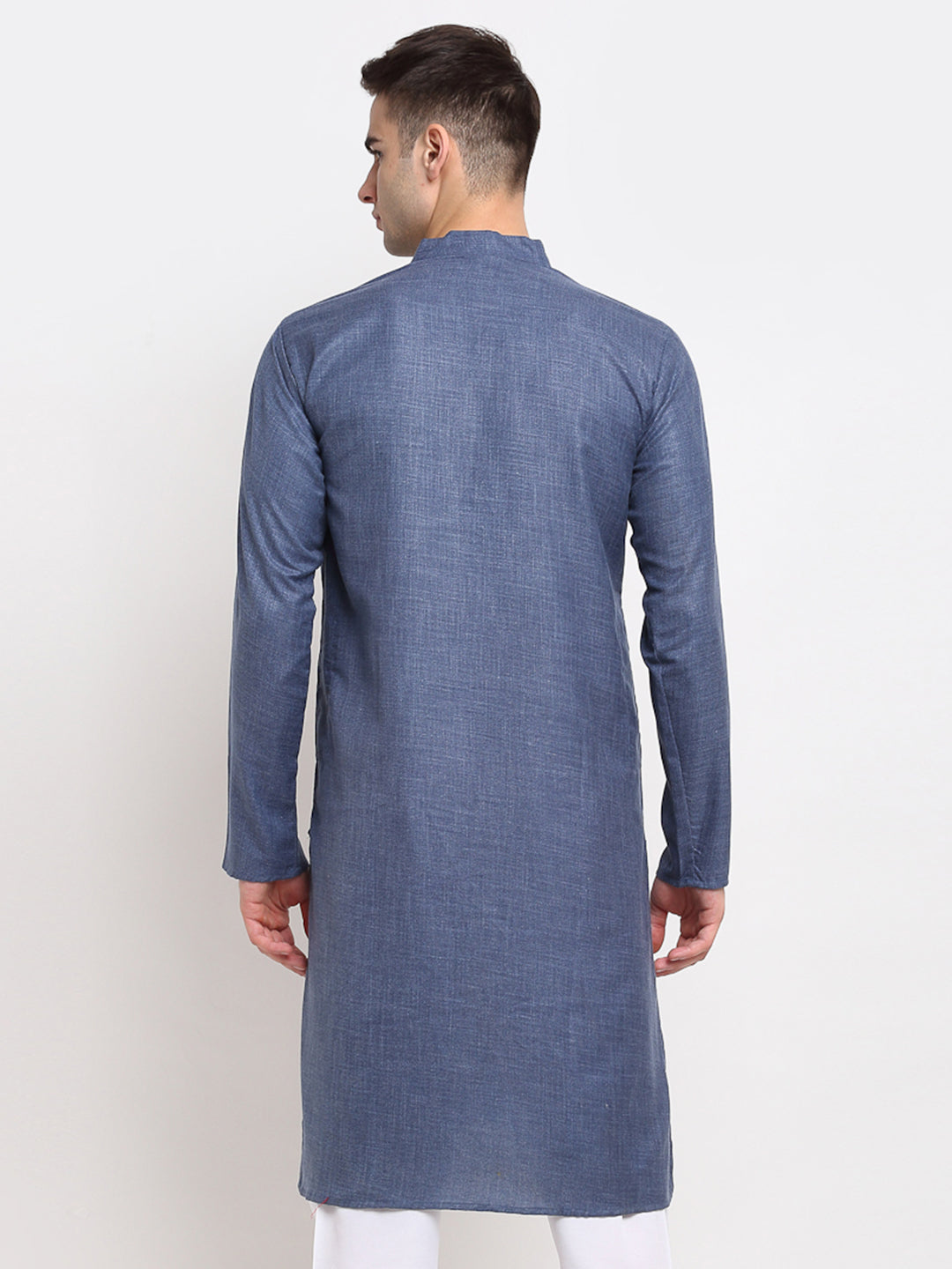 Jompers Men's Solid Cotton Kurta - Dark-Grey