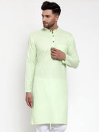 Jompers Men's Solid Cotton Kurta - Lime