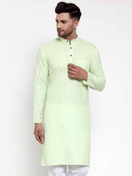 Jompers Men's Solid Cotton Kurta - Lime