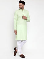 Jompers Men's Solid Cotton Kurta - Lime