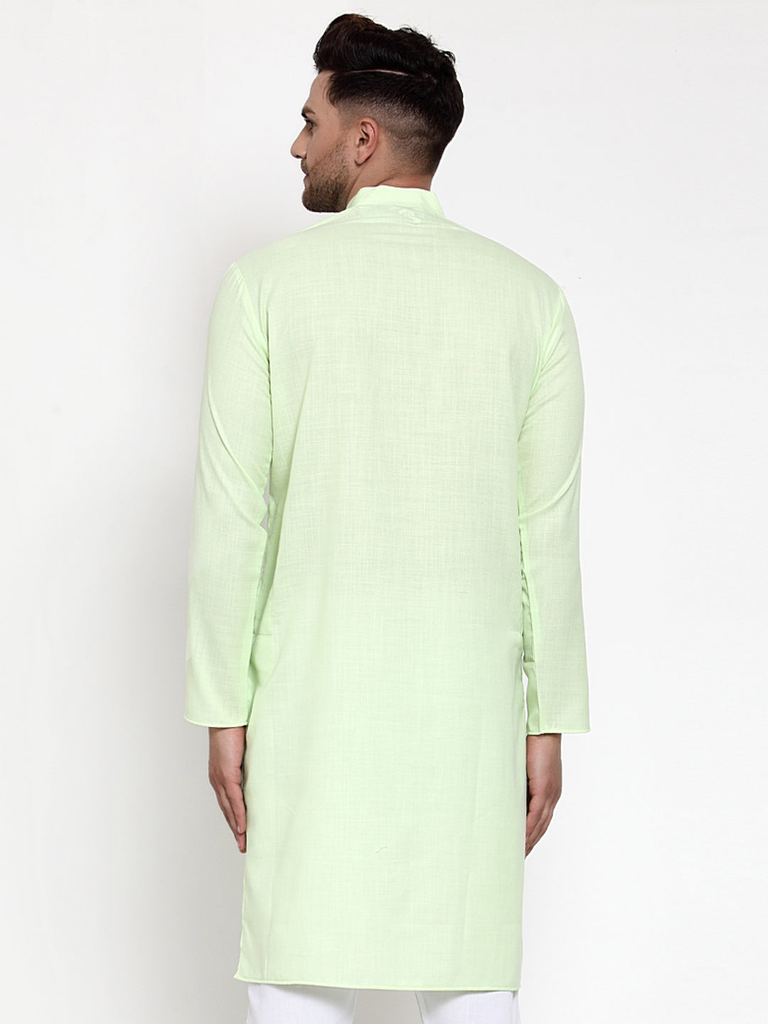 Jompers Men's Solid Cotton Kurta - Lime