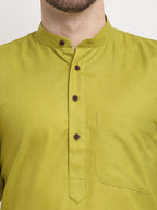 Jompers Men's Solid Cotton Kurta - Olive