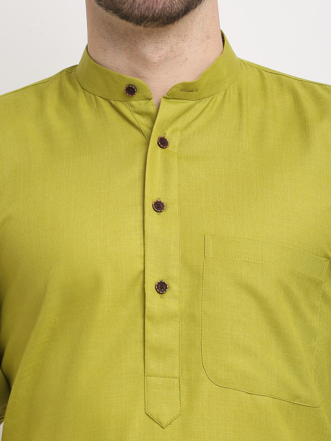 Jompers Men's Solid Cotton Kurta - Olive