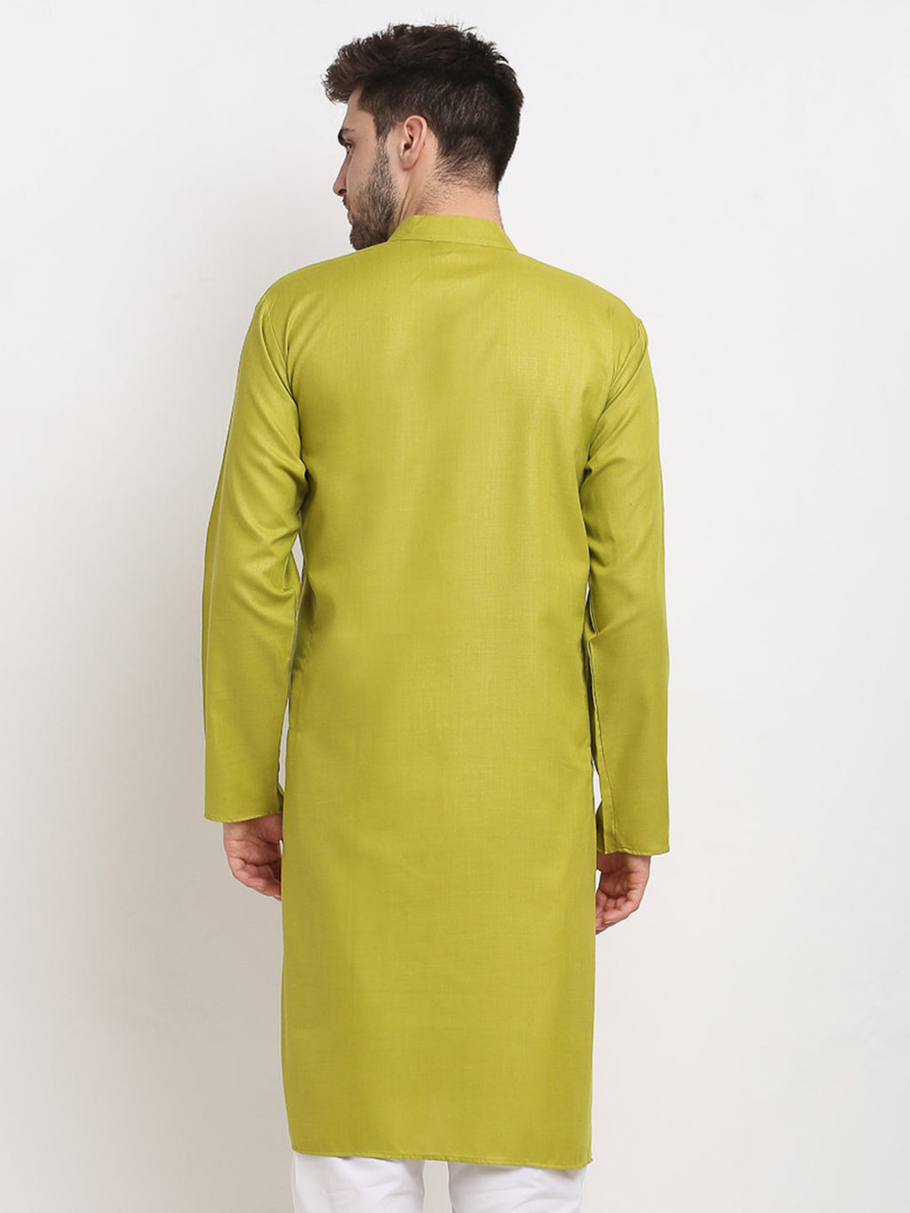 Jompers Men's Solid Cotton Kurta - Olive