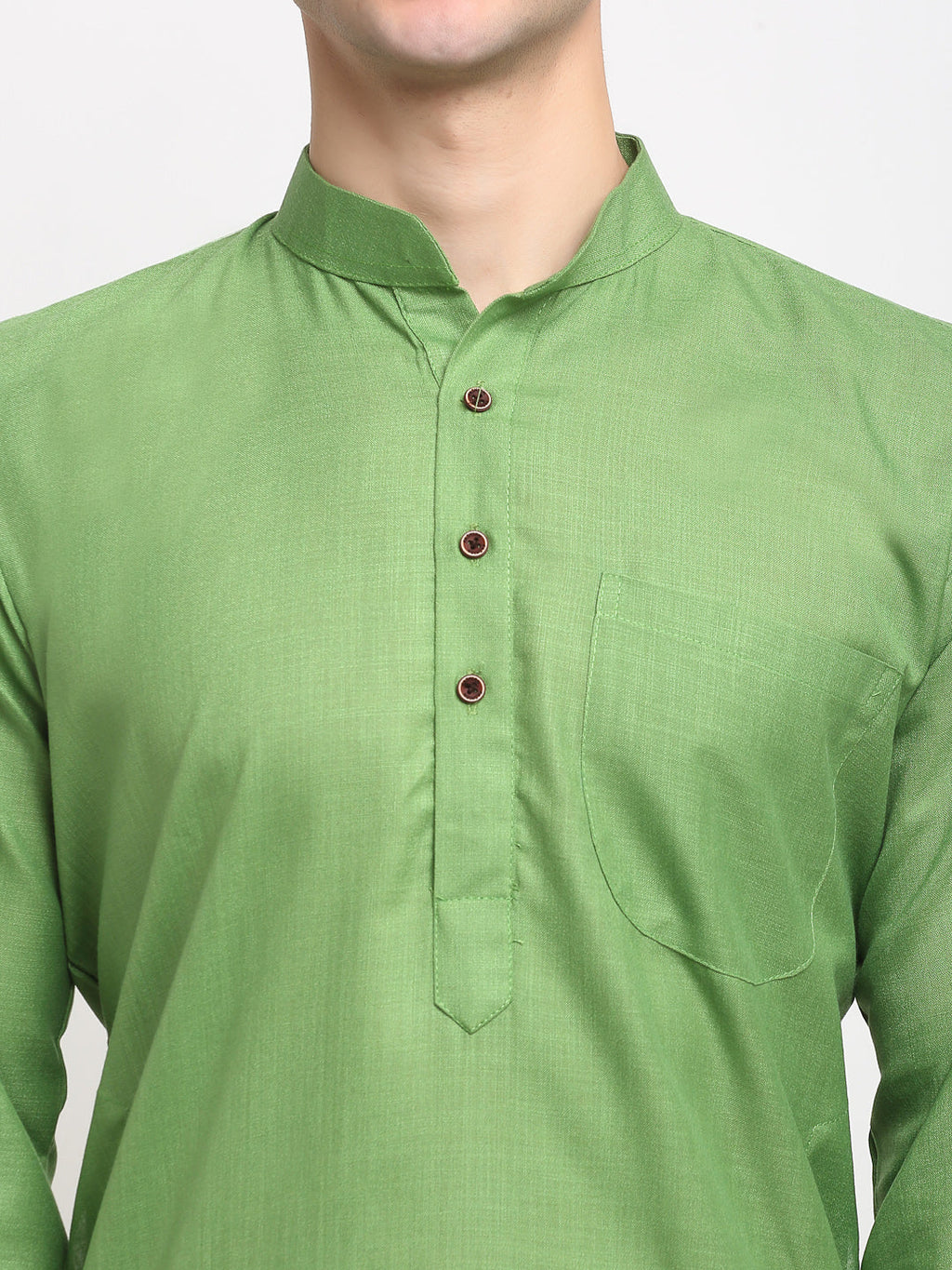 Jompers Men's Solid Cotton Kurta - Parrot