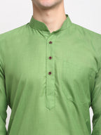 Jompers Men's Solid Cotton Kurta - Parrot