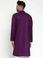 Jompers Men's Purple & White Solid Kurta Only