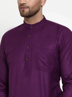 Jompers Men's Purple & White Solid Kurta Only