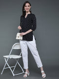 Antaran Black Pure Cotton Geometric Printed Tunic
