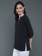 Antaran Black Pure Cotton Geometric Printed Tunic