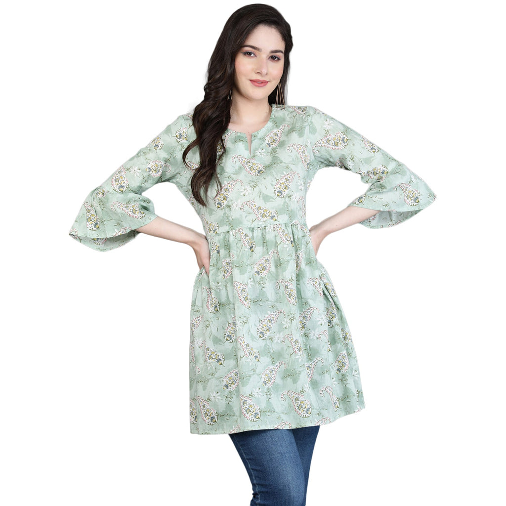Antaran Green Pure Cotton Printed Tunic
