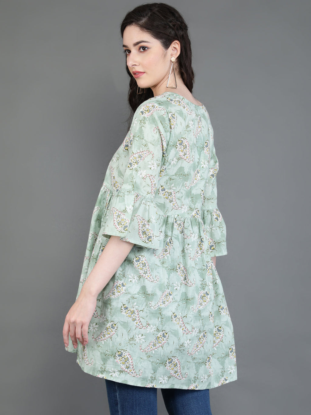 Antaran Green Pure Cotton Printed Tunic