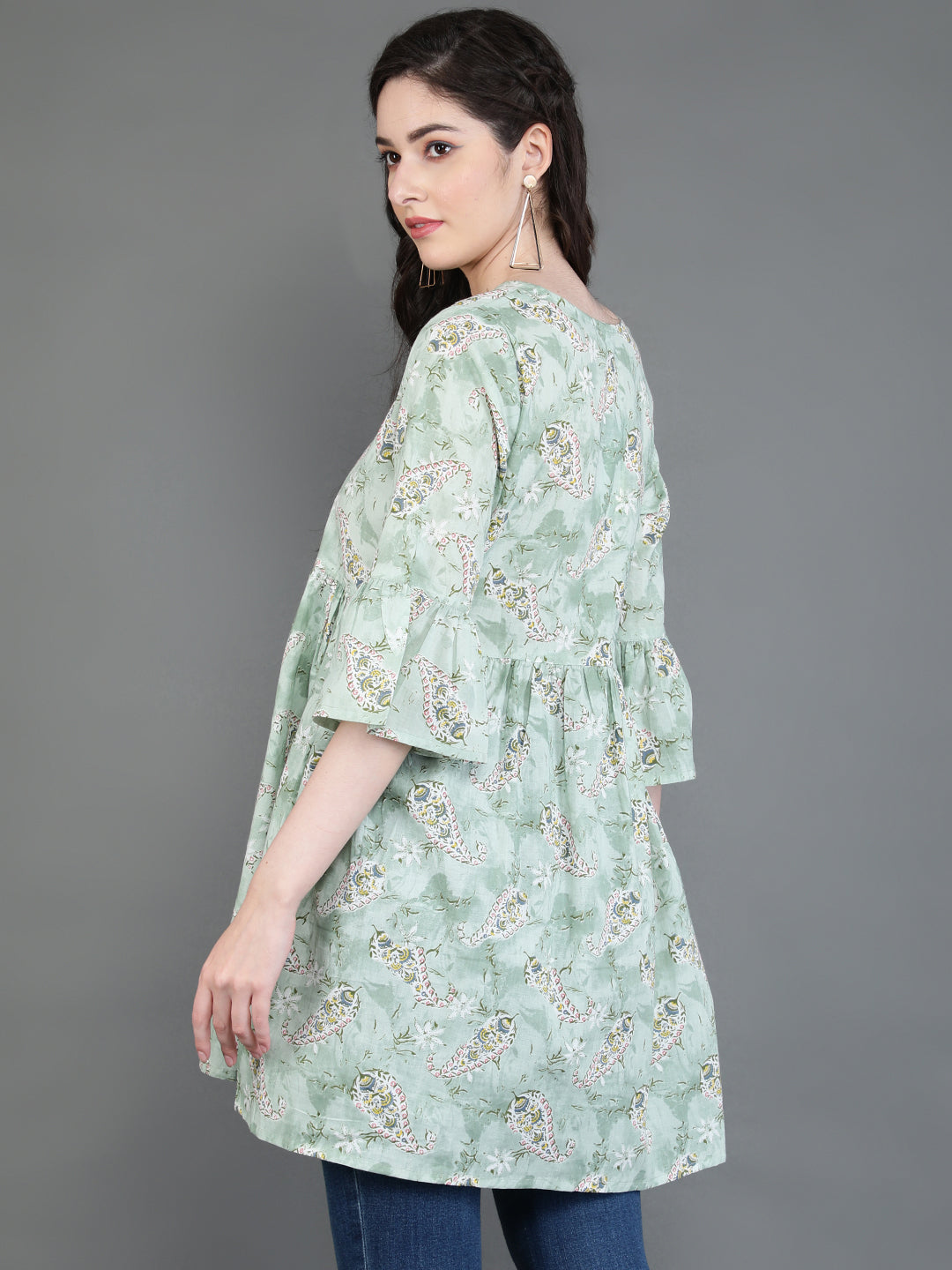 Antaran Green Pure Cotton Printed Tunic