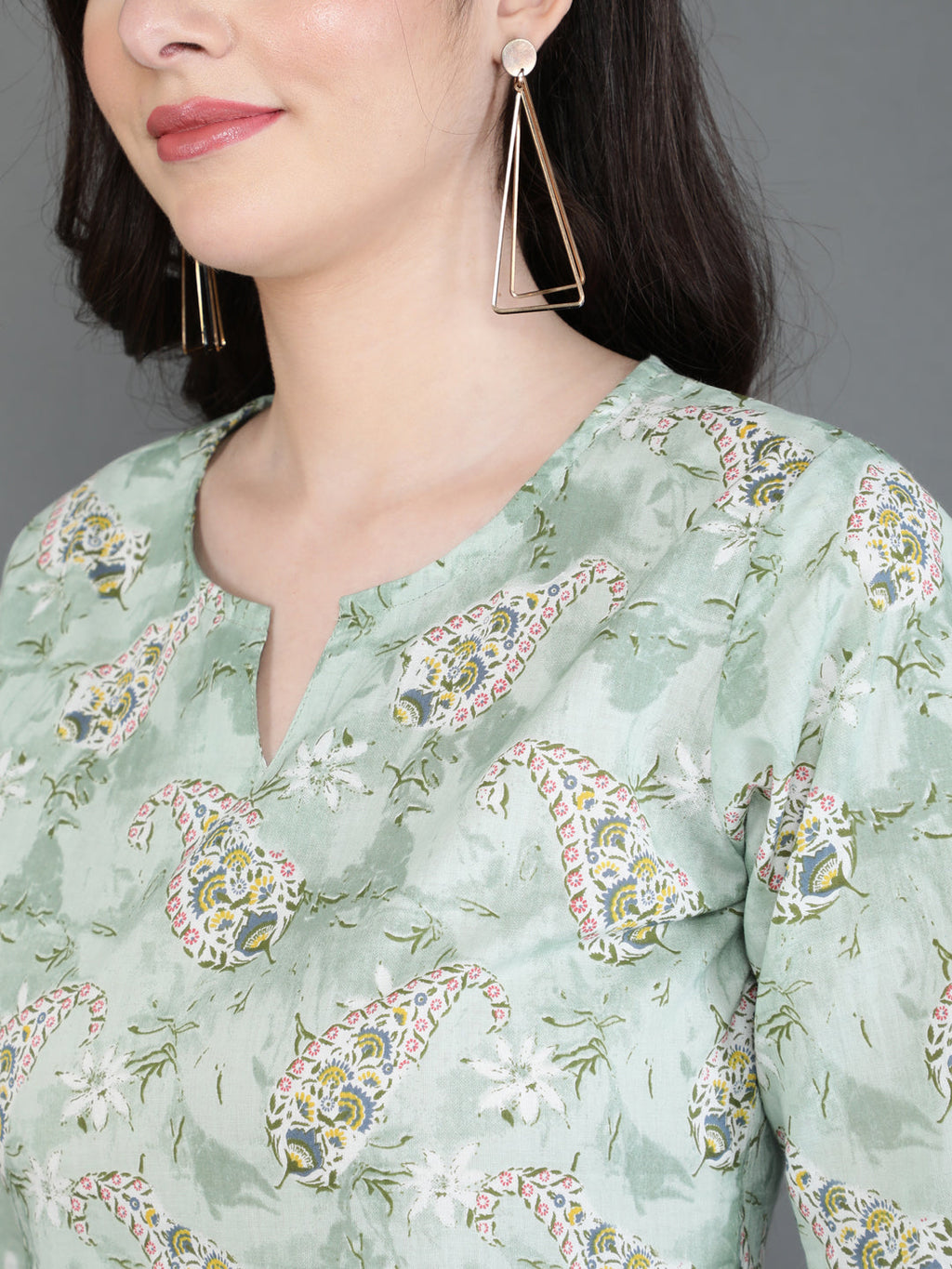 Antaran Green Pure Cotton Printed Tunic