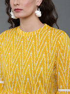 Antaran Yellow Pure Cotton Printed Tunic With Button Detail On Back