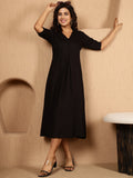 Antaran Black Rayon Solid Black Dress - Distacart