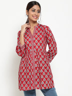 Antaran Maroon Pure Cotton Printed Tunic