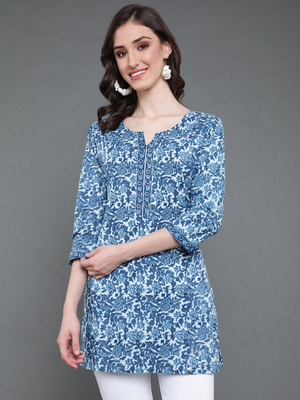 Antaran Blue Pure Cotton Printed Tunic