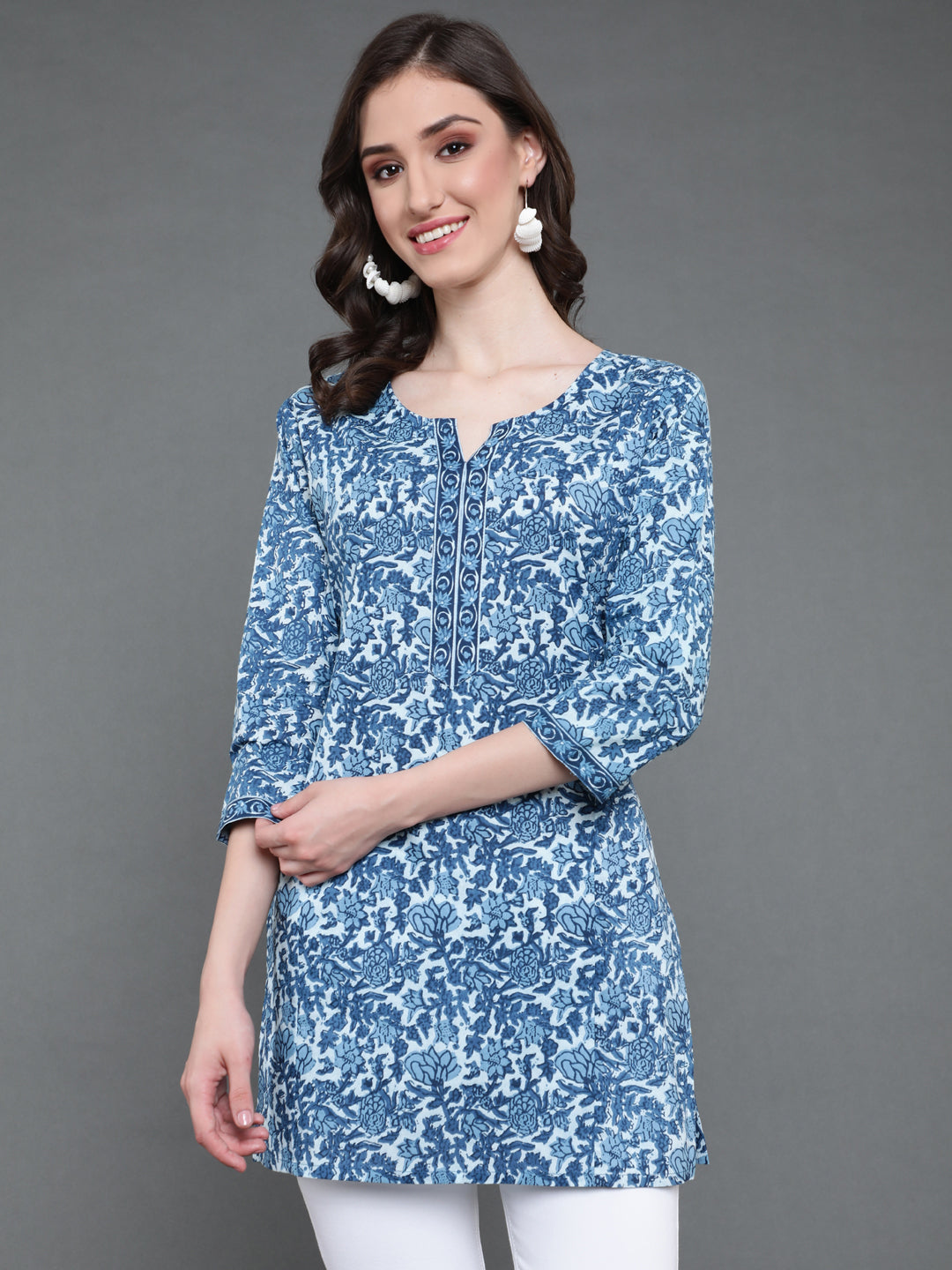 Antaran Blue Pure Cotton Printed Tunic
