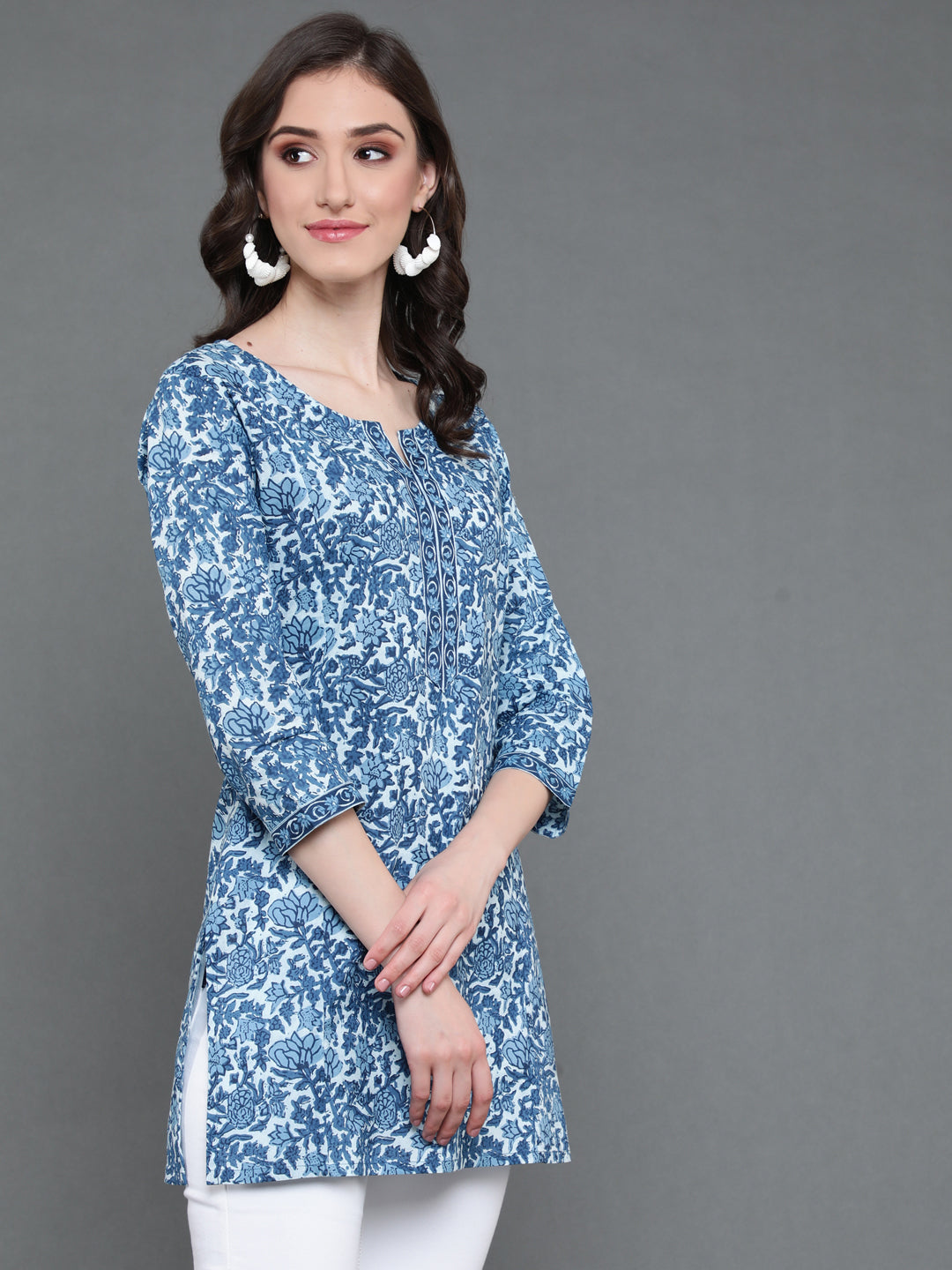 Antaran Blue Pure Cotton Printed Tunic
