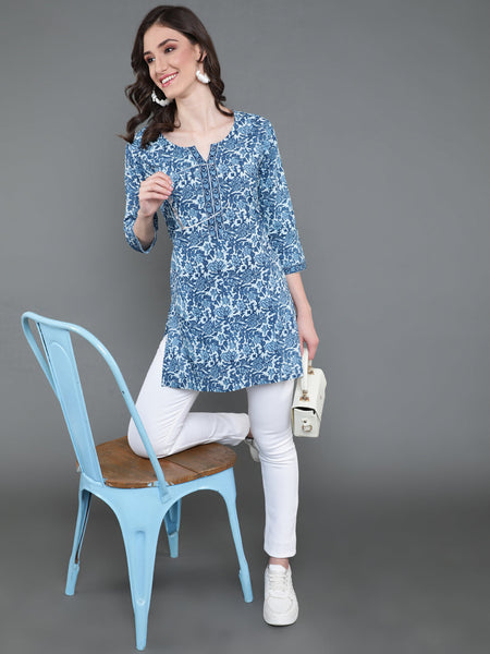 Antaran Blue Pure Cotton Printed Tunic
