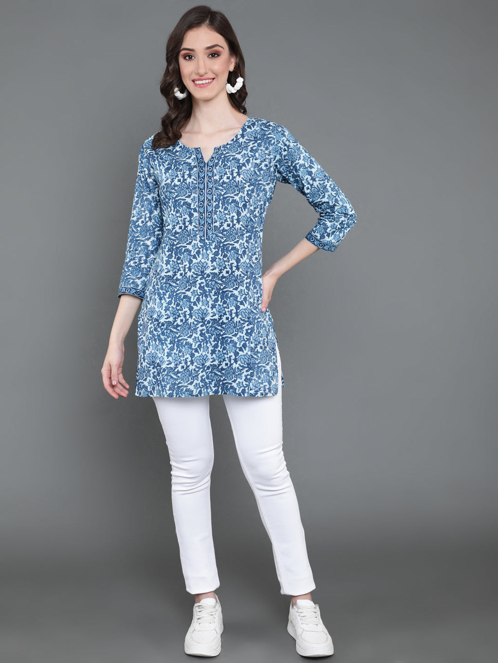 Antaran Blue Pure Cotton Printed Tunic