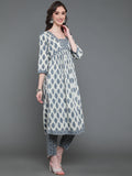 Antaran Beige Pure Cotton Embroidered Kurta Pant Set - Distacart