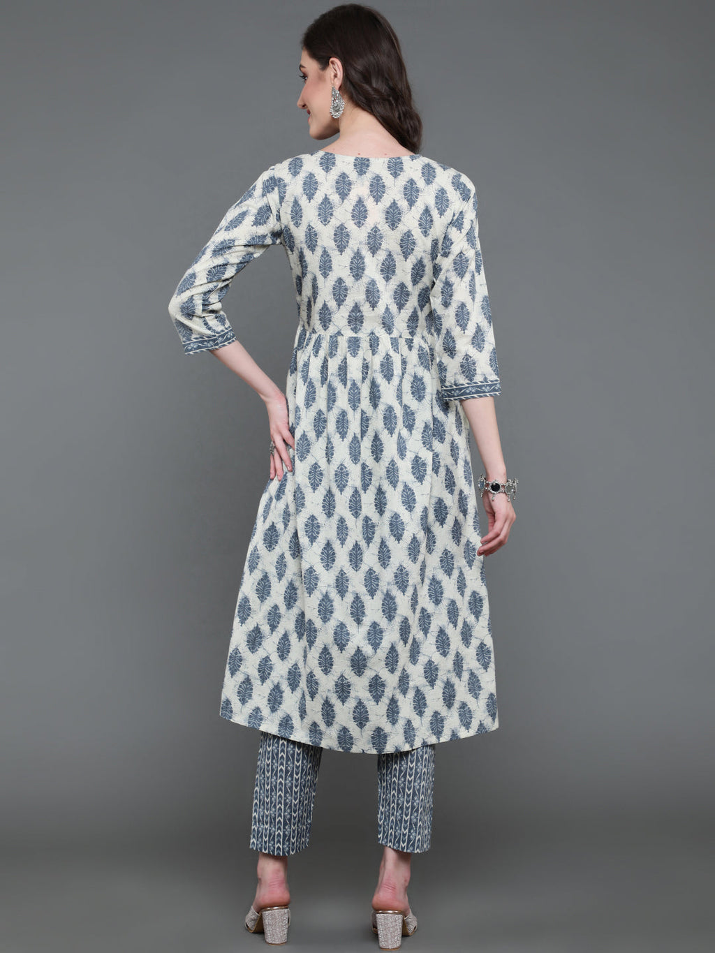 Antaran Beige Pure Cotton Embroidered Kurta Pant Set - Distacart