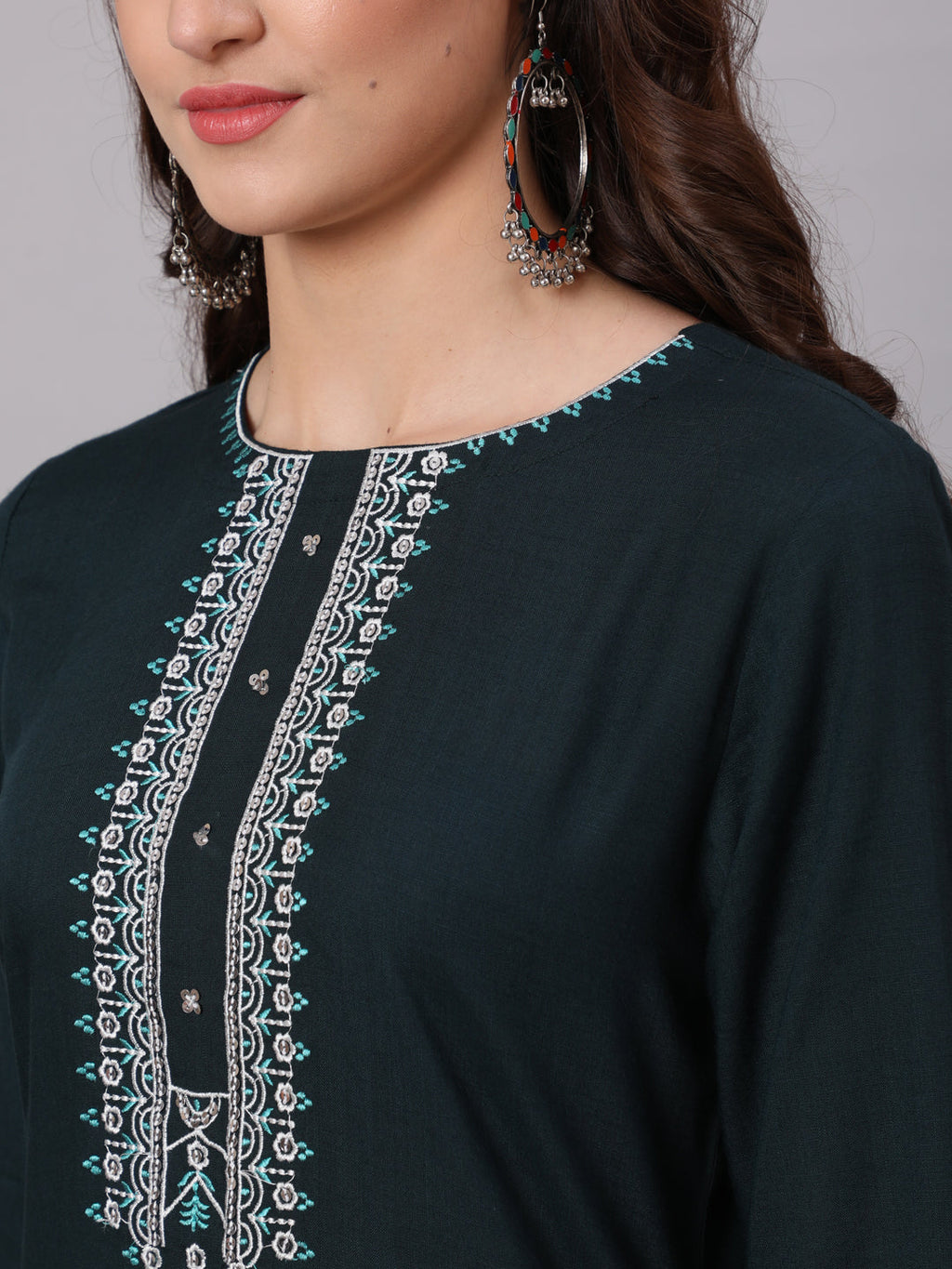 Antaran Blue Rayon Embroidered Kurta Pant Dupatta Set - Distacart
