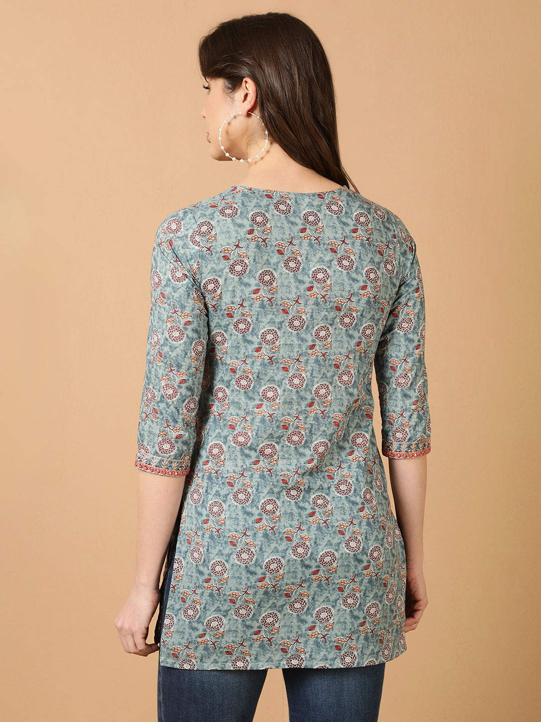 Antaran Blue Pure Cotton Embroidered Tunic