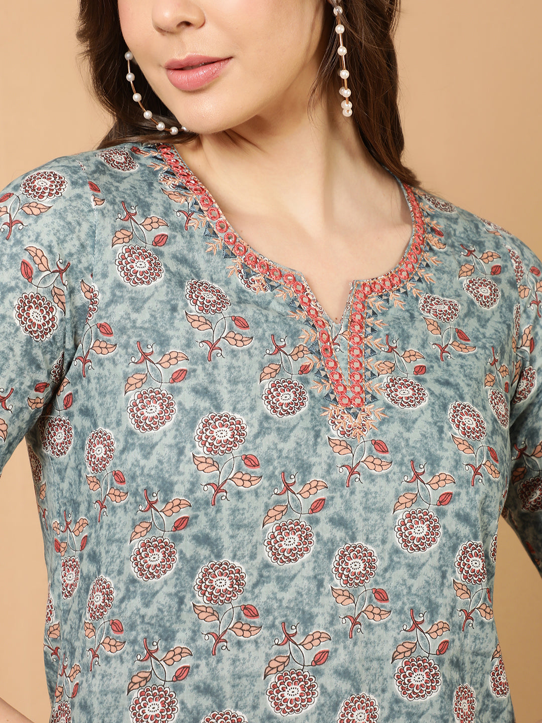 Antaran Blue Pure Cotton Embroidered Tunic