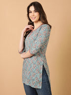 Antaran Blue Pure Cotton Embroidered Tunic