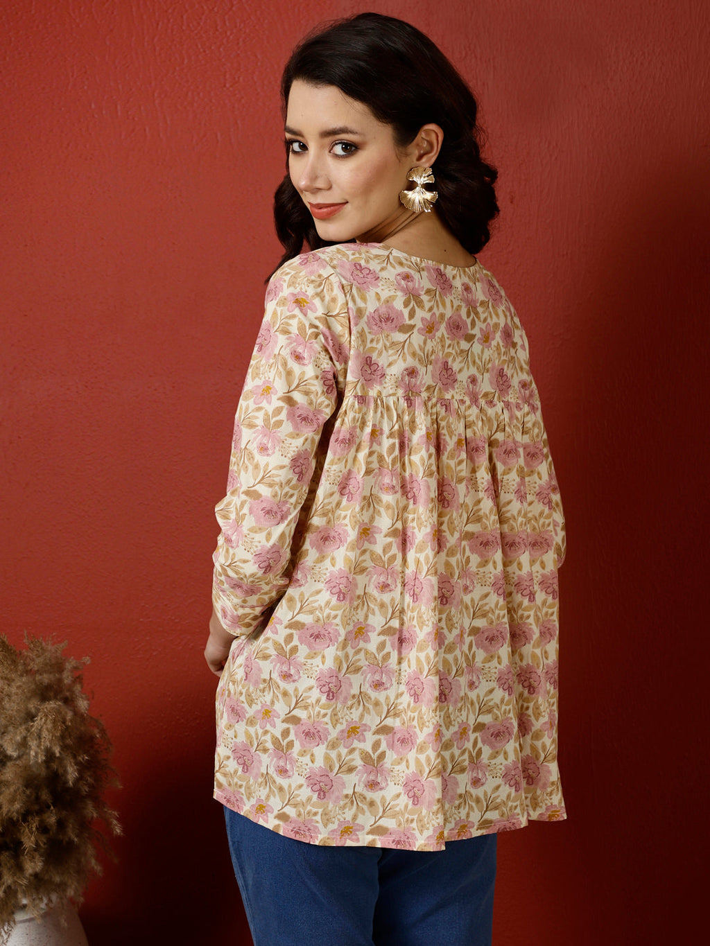 Antaran Peach Pure Cotton Printed Top