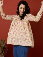 Antaran Peach Pure Cotton Printed Top