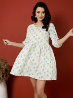 Antaran White Pure Cotton Printed Tunic