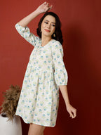 Antaran White Pure Cotton Printed Tunic