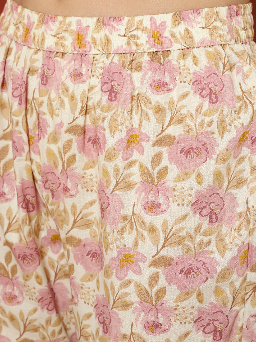 Antaran Peach Pure Cotton Embroidered Kurta Pant Set - Distacart