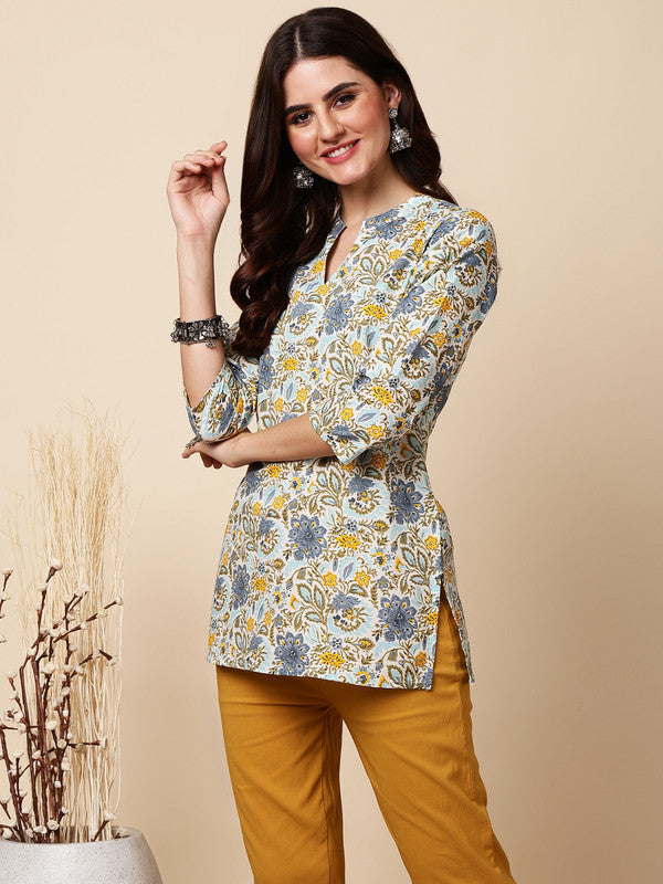 Antaran Blue Pure Cotton Printed Tunic