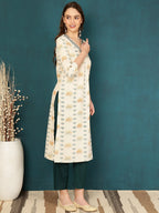 Antaran Off White Pure Cotton Embellished Kurta - Distacart