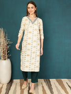 Antaran Off White Pure Cotton Embellished Kurta - Distacart
