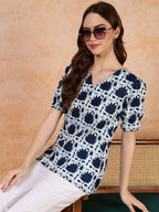 Antaran Blue Pure Cotton Printed Tunic
