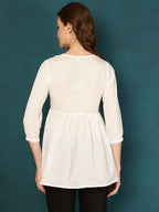 Antaran White Pure Cotton Embellished Tunic
