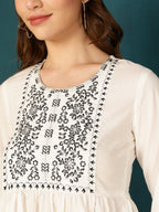 Antaran White Pure Cotton Embellished Tunic