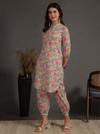 Antaran Sky Blue Pure Cotton Floral Printed Co Ord Set - Distacart