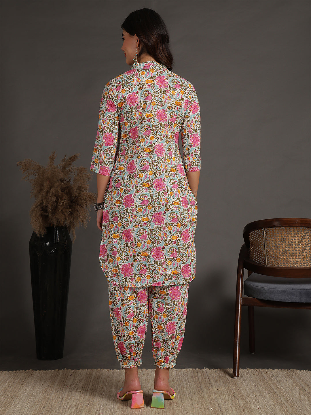 Antaran Sky Blue Pure Cotton Floral Printed Co Ord Set - Distacart