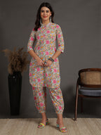 Antaran Sky Blue Pure Cotton Floral Printed Co Ord Set - Distacart