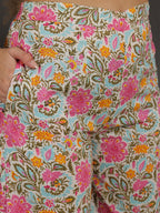Antaran Sky Blue Pure Cotton Floral Printed Co Ord Set - Distacart