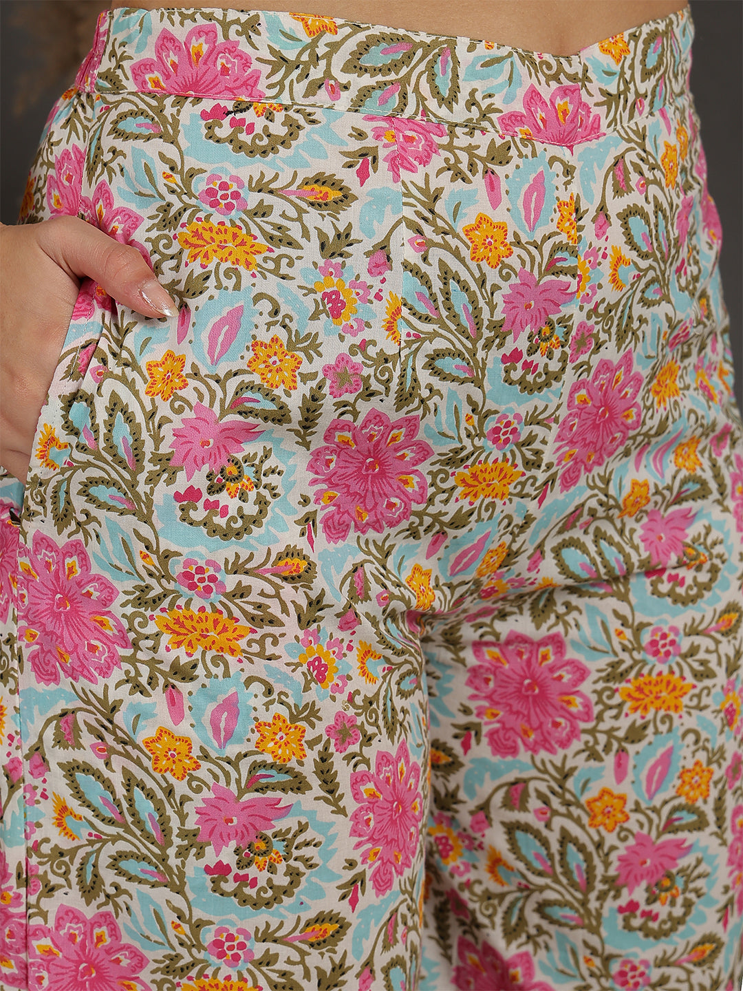 Antaran Sky Blue Pure Cotton Floral Printed Co Ord Set - Distacart