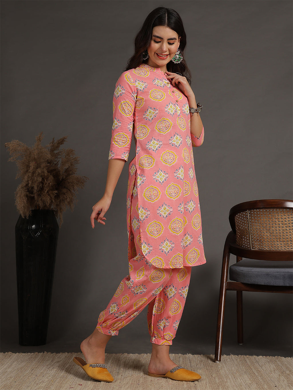 Antaran Peach Pure Cotton Printed Co Ord Set - Distacart